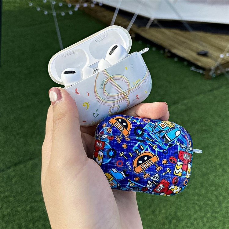 For Apple AirPods Pro Stylish Pattern IMD Protective Cover Earphone Charging Box Shockproof TPU Case - Color Blocks/Love