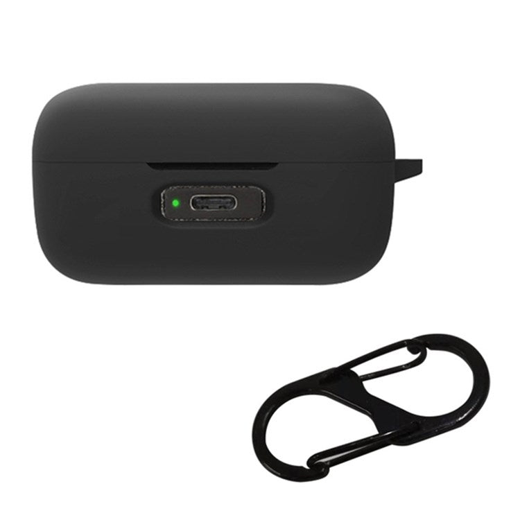 For Sennheiser Momentum True Wireless 3 Silicone Case Bluetooth Earphone Protective Cover with Anti-lost Buckle - Black