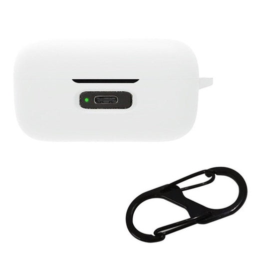 For Sennheiser Momentum True Wireless 3 Silicone Case Bluetooth Earphone Protective Cover with Anti-lost Buckle - White