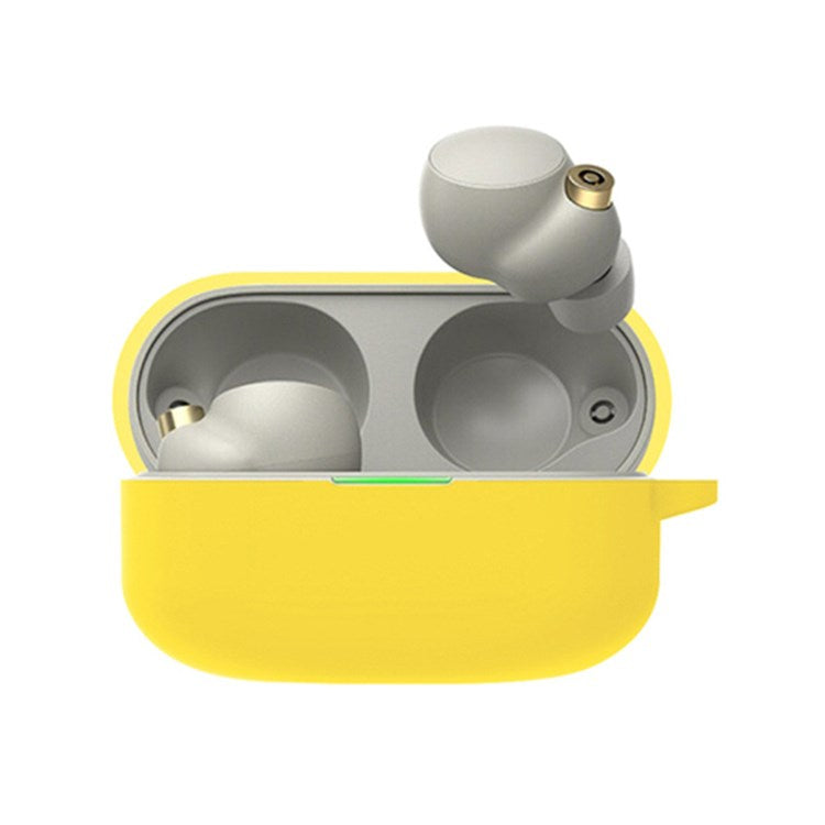 For Sony WF-1000XM4 Soft Silicone Cover Anti-shock Bluetooth Earphone Protective Sleeve Case with Anti-lost Buckle - Yellow
