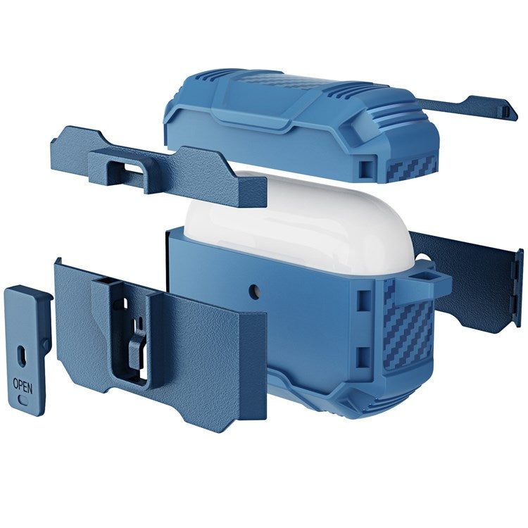 Earbuds Charging Case Cover for Apple AirPods Pro Headset Protector Soft TPU+PC Shockproof Case - Black