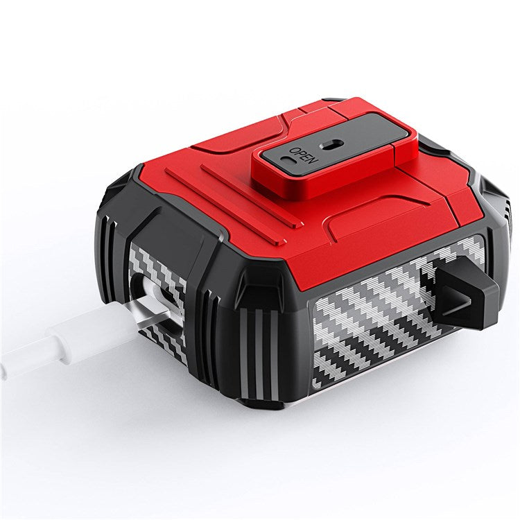 For Apple AirPods with Charging Case (2016)/(2019)/AirPods with Wireless Charging Case (2019) PC+Silicone Earphone Case Shell One-button Easy Opening Lid - Red