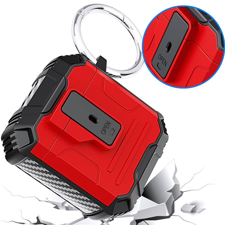 For Apple AirPods with Charging Case (2016)/(2019)/AirPods with Wireless Charging Case (2019) PC+Silicone Earphone Case Shell One-button Easy Opening Lid - Blue