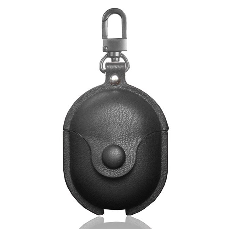 For Xiaomi Redmi AirDots S Charging Case Cover Anti-Drop Headset Protector Shockproof Leather Case with Hook - Black