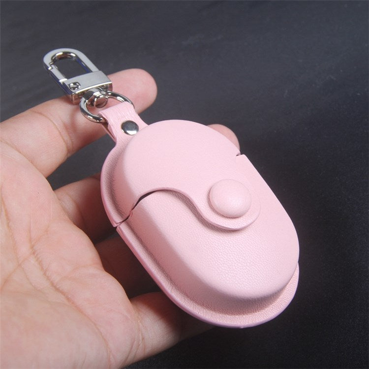 For Xiaomi Redmi AirDots S Charging Case Cover Anti-Drop Headset Protector Shockproof Leather Case with Hook - Pink