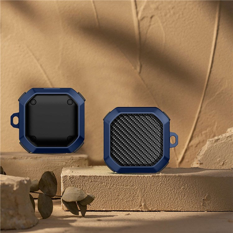 For Samsung Buds Live / Buds2 / Buds 2 Pro  / Buds Pro Anti-Drop Case Thunder Carbon Fibre Texture Earbuds Charging Case Cover Soft TPU+PC Protector - Black  /  Blue