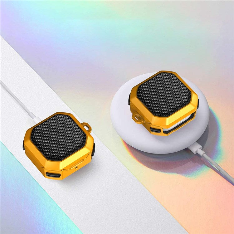 For Samsung Buds Live / Buds2 / Buds 2 Pro  / Buds Pro Anti-Drop Case Thunder Carbon Fibre Texture Earbuds Charging Case Cover Soft TPU+PC Protector - Black  /  Blue