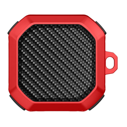 For Samsung Buds Live / Buds2 / Buds 2 Pro  / Buds Pro Anti-Drop Case Thunder Carbon Fibre Texture Earbuds Charging Case Cover Soft TPU+PC Protector - Black  /  Red