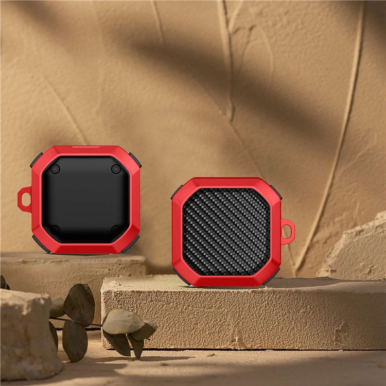 For Samsung Buds Live / Buds2 / Buds 2 Pro  / Buds Pro Anti-Drop Case Thunder Carbon Fibre Texture Earbuds Charging Case Cover Soft TPU+PC Protector - Black  /  Red