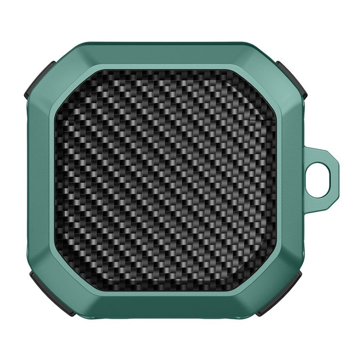 For Samsung Buds Live / Buds2 / Buds 2 Pro  / Buds Pro Anti-Drop Case Thunder Carbon Fibre Texture Earbuds Charging Case Cover Soft TPU+PC Protector - Blackish Green