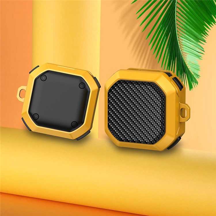 For Samsung Buds Live / Buds2 / Buds 2 Pro  / Buds Pro Anti-Drop Case Thunder Carbon Fibre Texture Earbuds Charging Case Cover Soft TPU+PC Protector - Blackish Green