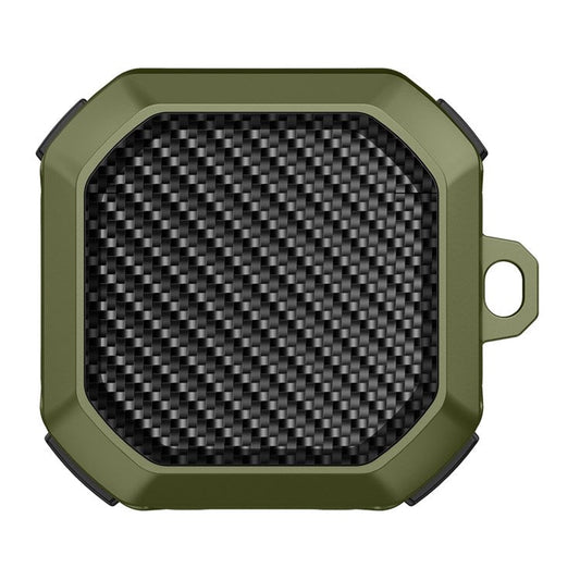 For Samsung Buds Live / Buds2 / Buds 2 Pro  / Buds Pro Anti-Drop Case Thunder Carbon Fibre Texture Earbuds Charging Case Cover Soft TPU+PC Protector - Army Green