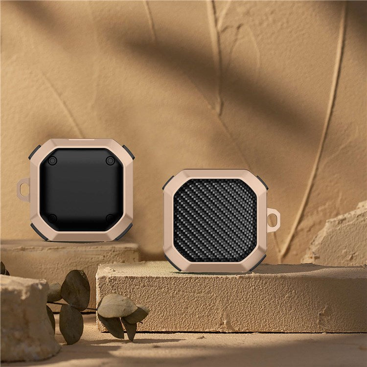 For Samsung Buds Live / Buds2 / Buds 2 Pro  / Buds Pro Anti-Drop Case Thunder Carbon Fibre Texture Earbuds Charging Case Cover Soft TPU+PC Protector - Black  /  Gold