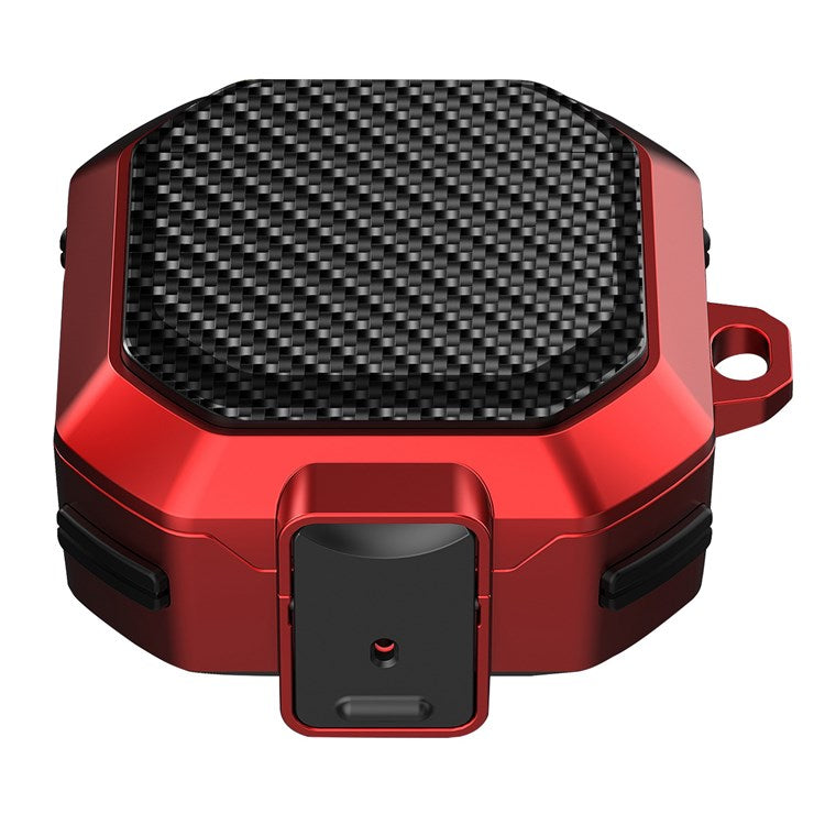 For Samsung Buds Live / Buds2 / Buds 2 Pro  / Buds Pro Carbon Fibre Texture Shockproof Case Earbuds Charging Case Cover Soft TPU+PC Headset Protector - Black Red