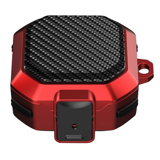 For Samsung Buds Live / Buds2 / Buds 2 Pro  / Buds Pro Carbon Fibre Texture Shockproof Case Earbuds Charging Case Cover Soft TPU+PC Headset Protector - Black Red