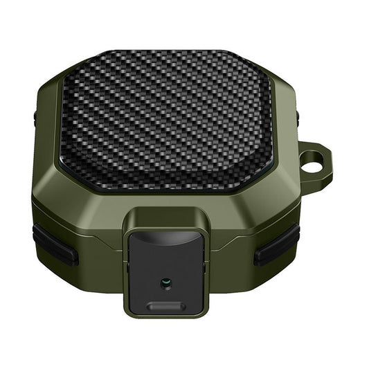 For Samsung Buds Live  /  Buds2  /  Buds 2 Pro   /  Buds Pro Carbon Fibre Texture Shockproof Case Earbuds Charging Case Cover Soft TPU+PC Headset Protector - Army Green