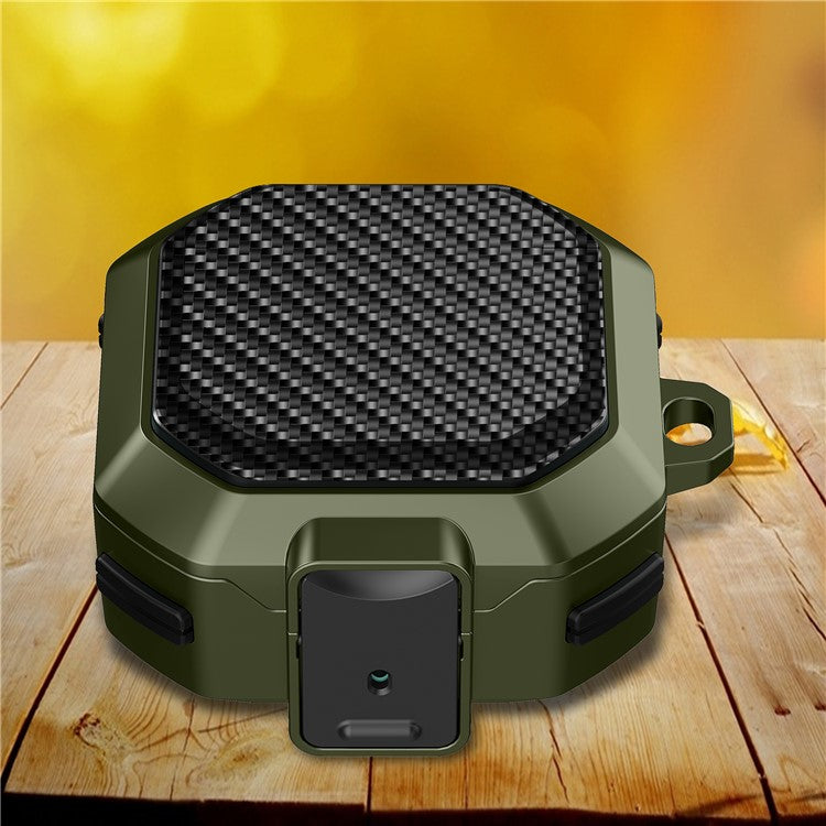 For Samsung Buds Live  /  Buds2  /  Buds 2 Pro   /  Buds Pro Carbon Fibre Texture Shockproof Case Earbuds Charging Case Cover Soft TPU+PC Headset Protector - Army Green