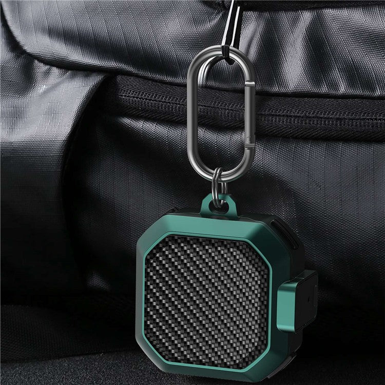 For Samsung Buds Live  /  Buds2  /  Buds 2 Pro   /  Buds Pro Carbon Fibre Texture Shockproof Case Earbuds Charging Case Cover Soft TPU+PC Headset Protector - Army Green