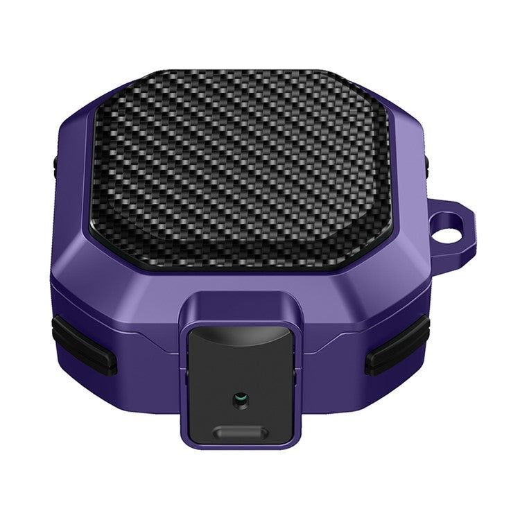 For Samsung Buds Live  /  Buds2  /  Buds 2 Pro   /  Buds Pro Carbon Fibre Texture Shockproof Case Earbuds Charging Case Cover Soft TPU+PC Headset Protector - Purple