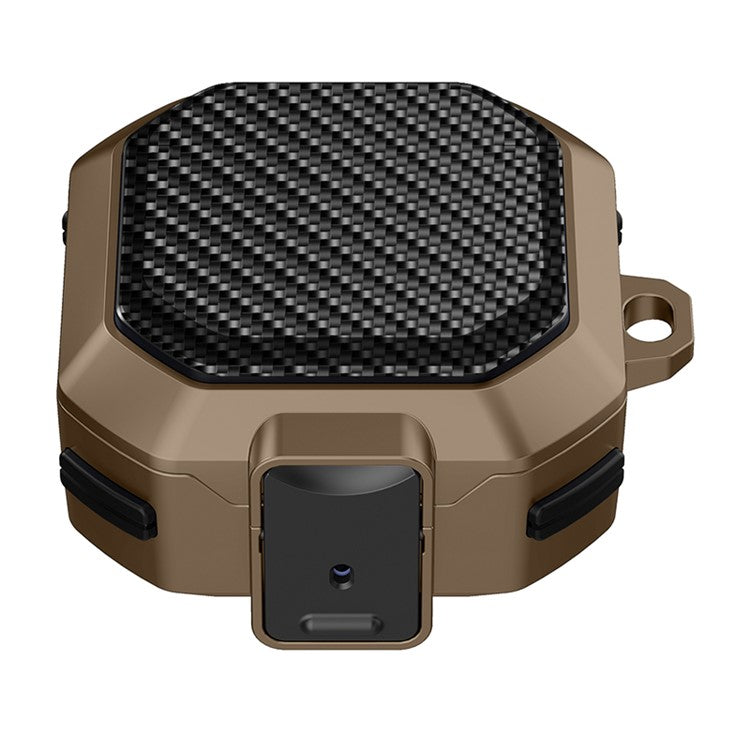 For Samsung Buds Live  /  Buds2  /  Buds 2 Pro   /  Buds Pro Carbon Fibre Texture Shockproof Case Earbuds Charging Case Cover Soft TPU+PC Headset Protector - Brown