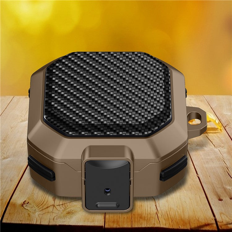 For Samsung Buds Live  /  Buds2  /  Buds 2 Pro   /  Buds Pro Carbon Fibre Texture Shockproof Case Earbuds Charging Case Cover Soft TPU+PC Headset Protector - Brown