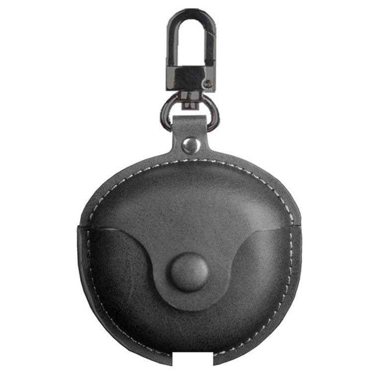 For Huawei FreeBuds 4 / 4E Crazy Horse Texture PU Leather Protective Case Bluetooth Earphone Anti-drop Anti-lost Cover - Black