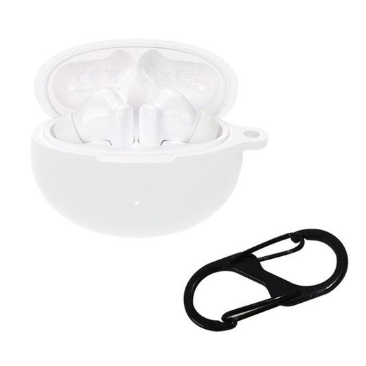 For Huawei FreeBuds 5i Bluetooth Earphone Silicone Case Anti-drop Anti-scratch Protective Cover with Anti-lost Buckle - White