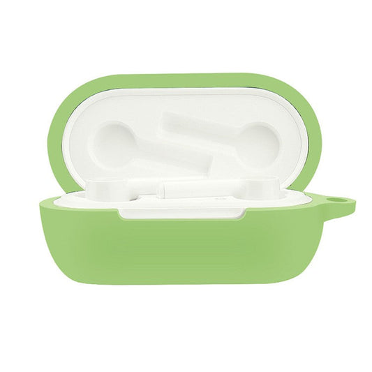 For OnePlus Buds Z2 Bluetooth Earphone Silicone Protective Case Drop-proof Cover with Anti-lost Buckle - Matcha Green