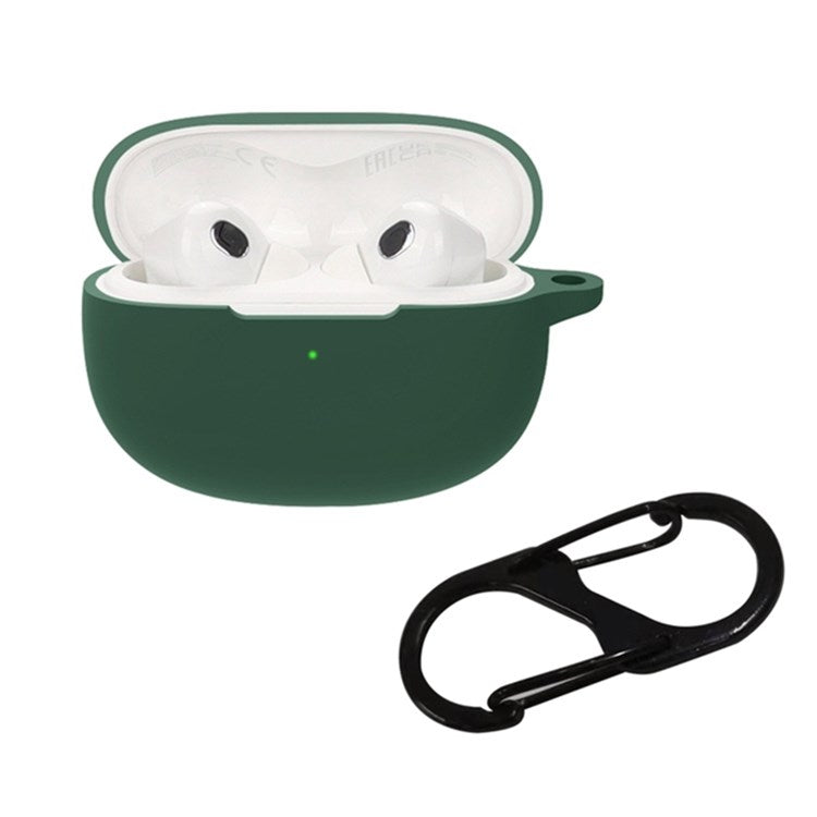 For Xiaomi Buds 3T Pro Bluetooth Earphone Soft Silicone Case Drop-proof Protective Cover with Anti-lost Buckle - Blackish Green