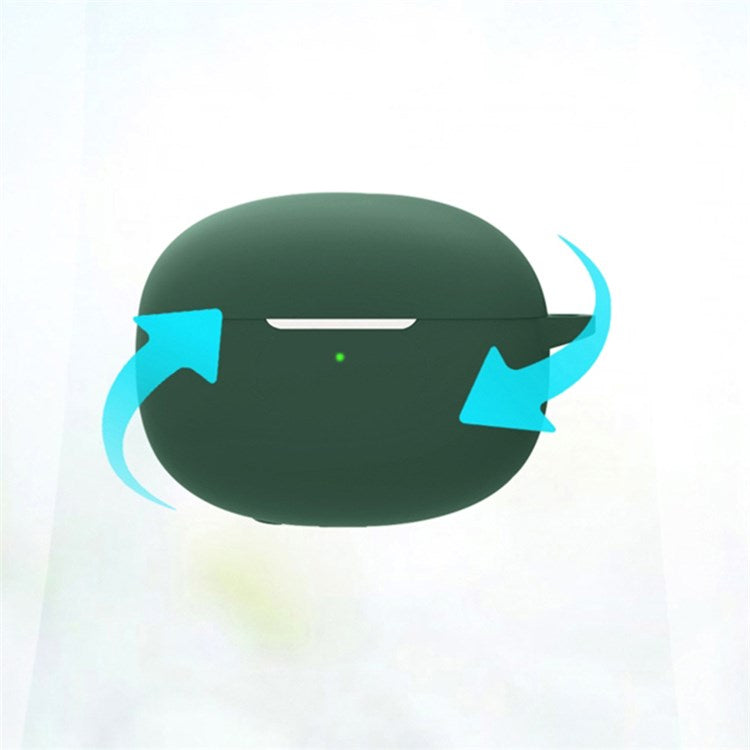 For Xiaomi Buds 3T Pro Bluetooth Earphone Soft Silicone Case Drop-proof Protective Cover with Anti-lost Buckle - Blackish Green