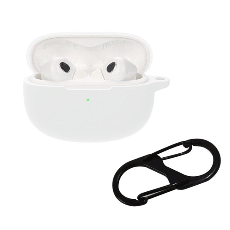 For Xiaomi Buds 3T Pro Bluetooth Earphone Soft Silicone Case Drop-proof Protective Cover with Anti-lost Buckle - White