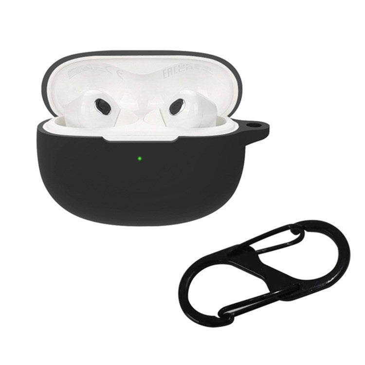 For Xiaomi Buds 3T Pro Bluetooth Earphone Soft Silicone Case Drop-proof Protective Cover with Anti-lost Buckle - Black