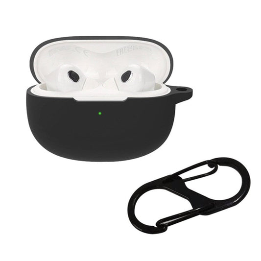 For Xiaomi Buds 3T Pro Bluetooth Earphone Soft Silicone Case Drop-proof Protective Cover with Anti-lost Buckle - Black