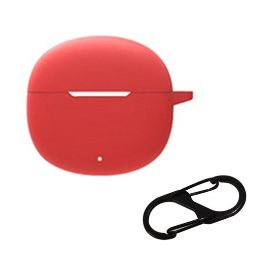 Silicone Case for QCY T20 Bluetooth Earbuds Cover Drop-Proof Soft Protector with Anti-Lost Buckle - Red