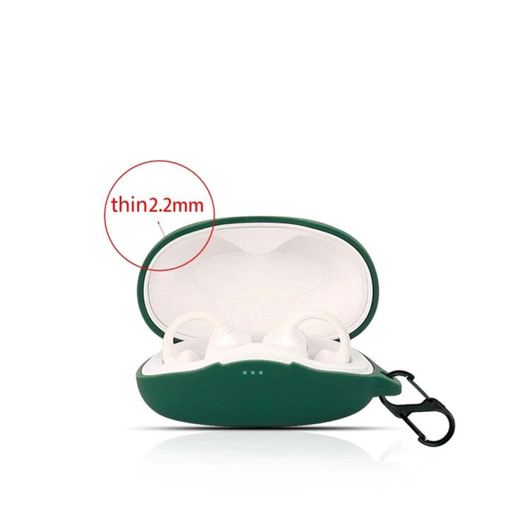For Earsopen SS900 Bluetooth Earphones Silicone Case, Anti-scratch Earbuds Protective Cover with Anti-loss Buckle - Blackish Green