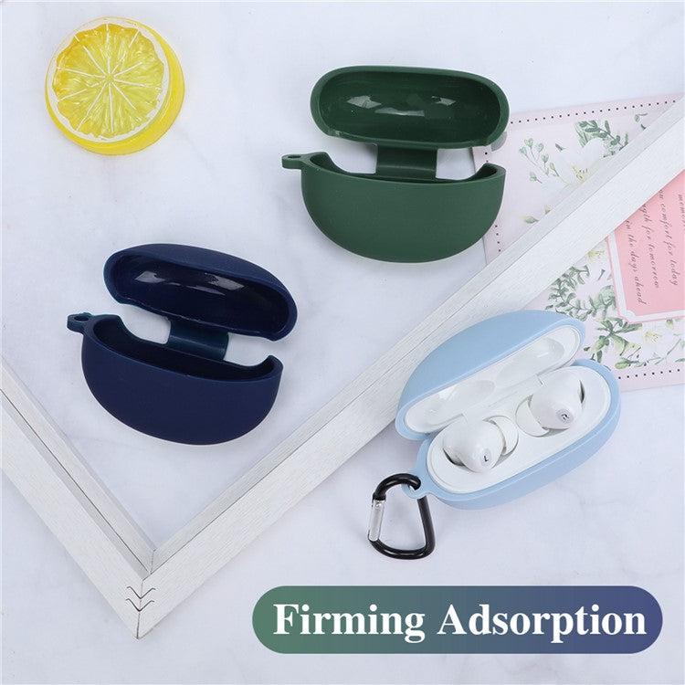 For OPPO Enco Air2 Pro Anti-scratch Silicone Cover TWS Earphone Protective Sleeve Case with Anti-lost Buckle - Midnight Green