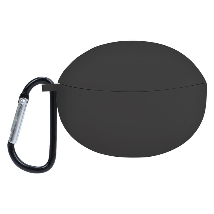 For OPPO Enco Air2 Pro Anti-scratch Silicone Cover TWS Earphone Protective Sleeve Case with Anti-lost Buckle - Black