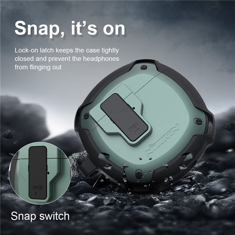 NILLKIN For Huawei FreeBuds 4 / 4E Bounce Case Bluetooth Earphone Auto Pop-out Lid Design Drop-proof Shell TPU+PC Cover - Black