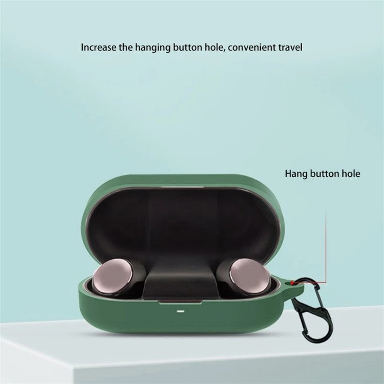 For B&O Beoplay EQ Bluetooth Earphone Soft Silicone Protective Case Drop-proof Cover with Anti-lost Buckle - Blackish Green
