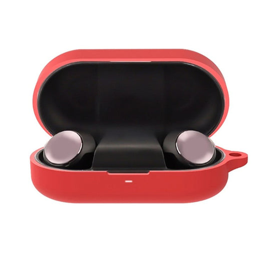 For B&O Beoplay EQ Bluetooth Earphone Soft Silicone Protective Case Drop-proof Cover with Anti-lost Buckle - Red