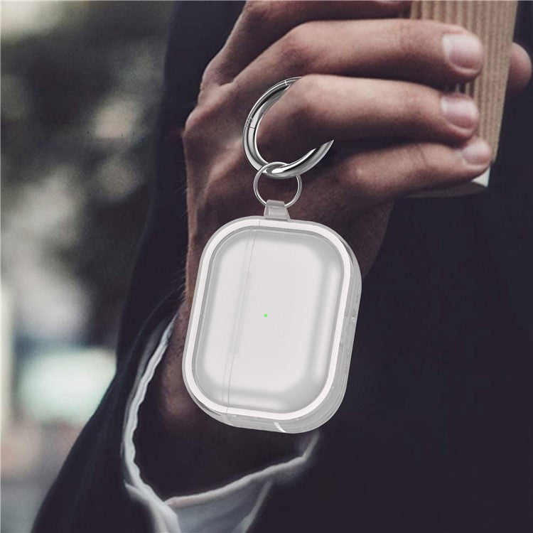 For Apple AirPods Pro Transparent Dual-color Design PC+TPU Drop-proof Bluetooth Earphone Case Shockproof Charging Box - White