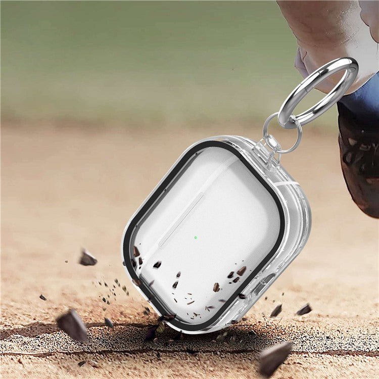 For Apple AirPods Pro Transparent Dual-color Design PC+TPU Drop-proof Bluetooth Earphone Case Shockproof Charging Box - Black