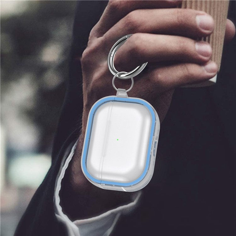 For Apple AirPods Pro Transparent Dual-color Design PC+TPU Drop-proof Bluetooth Earphone Case Shockproof Charging Box - Blue
