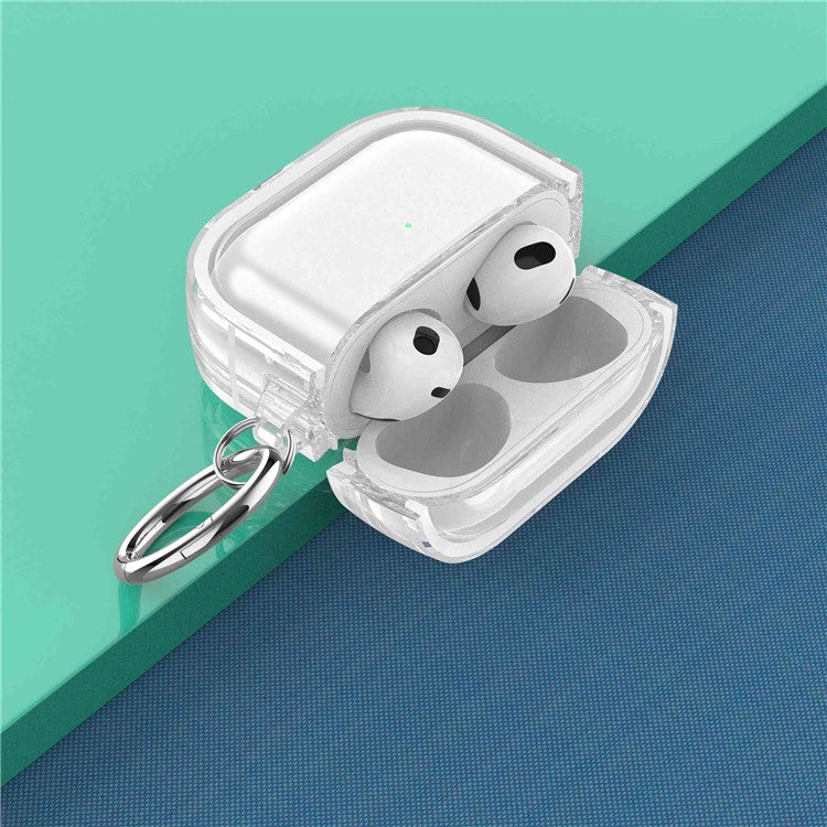 For Apple AirPods 3 Stylish Transparent Dual-color Design PC+TPU Bluetooth Earphone Case Anti-fall Charging Box - White