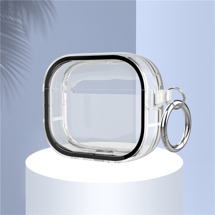 For Apple AirPods 3 Stylish Transparent Dual-color Design PC+TPU Bluetooth Earphone Case Anti-fall Charging Box - Black