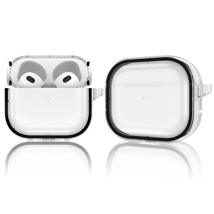 For Apple AirPods 3 Stylish Transparent Dual-color Design PC+TPU Bluetooth Earphone Case Anti-fall Charging Box - Black