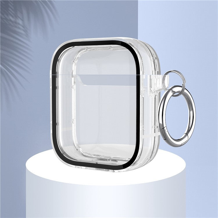 For Apple AirPods with Charging Case (2016) / (2019) / AirPods with Wireless Charging Case (2019) PC+TPU Transparent Dual-color Design Bluetooth Earphone Case Anti-drop Charging Box - Black