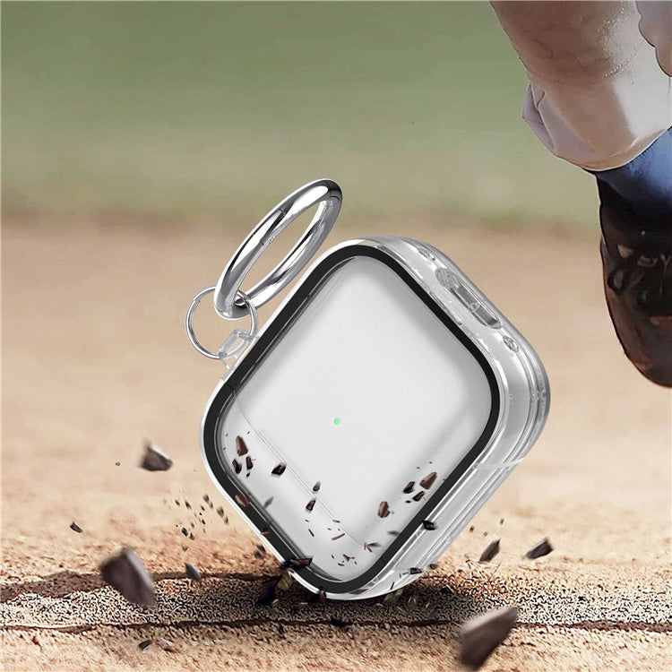 For Apple AirPods with Charging Case (2016) / (2019) / AirPods with Wireless Charging Case (2019) PC+TPU Transparent Dual-color Design Bluetooth Earphone Case Anti-drop Charging Box - Black