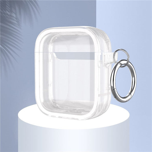 For Apple AirPods with Charging Case (2016) / (2019) / AirPods with Wireless Charging Case (2019) PC+TPU Transparent Dual-color Design Bluetooth Earphone Case Anti-drop Charging Box - White