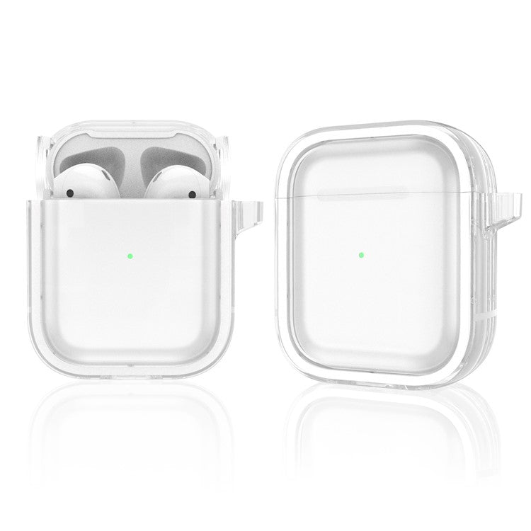 For Apple AirPods with Charging Case (2016) / (2019) / AirPods with Wireless Charging Case (2019) PC+TPU Transparent Dual-color Design Bluetooth Earphone Case Anti-drop Charging Box - White